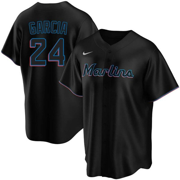 Men's Miami Marlins #24 Avisaíl García Black Cool Base Stitched Jersey Men's Miami Marlins #24 Avisaíl García Black Cool Base Stitched Jersey